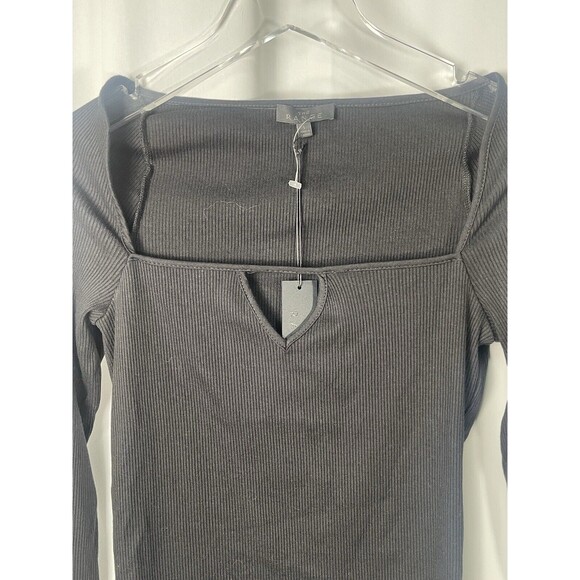THE RANGE Mass Rob Square Neck Long Sleeve Top In Jet Black Sz L New - Picture 5 of 9
